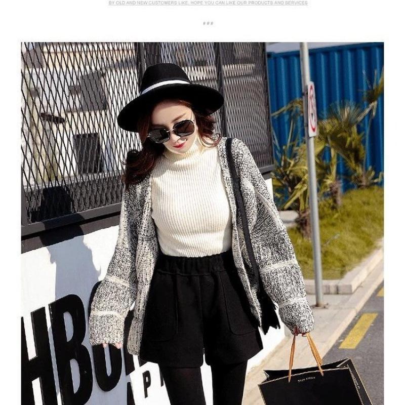 Women's High-Waist Wide-Leg Woolen Shorts - Versatile Winter Layering Pants for Plus Size