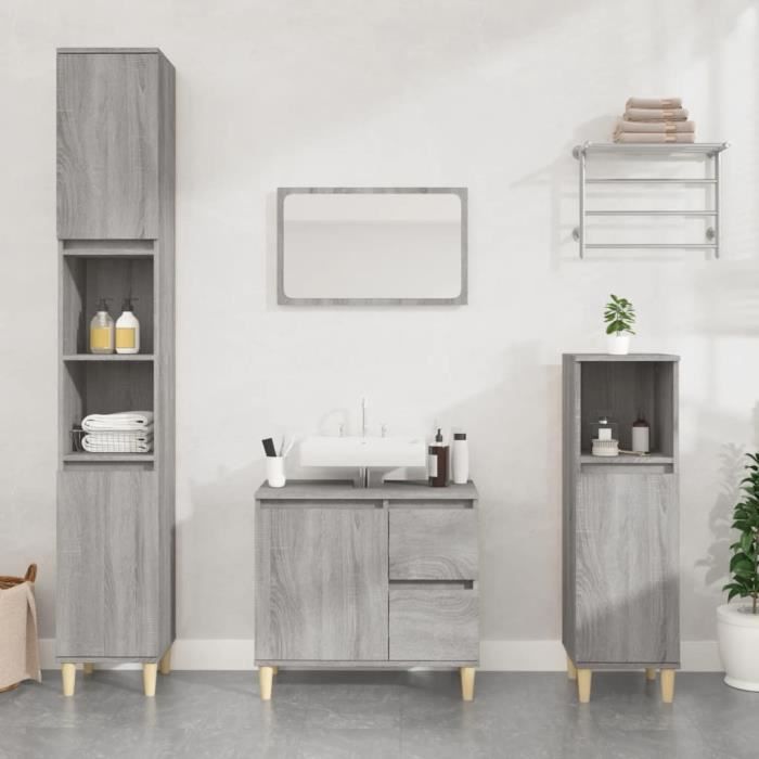 VidaXL Armoire salle de bain sonoma gris 30x30x100 cm 819810