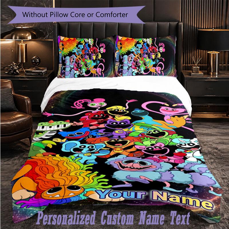 Personalized 3Pcs Bedding SetPoppy Playtime Custom Text Duvet Cover Pillowcase Set Bedroom Gift