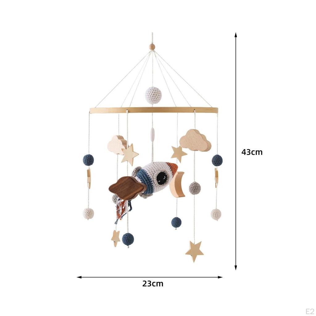 Adorable Baby Crib Mobile for Nursery Decor, Wooden Hanging Bed Bell Toy