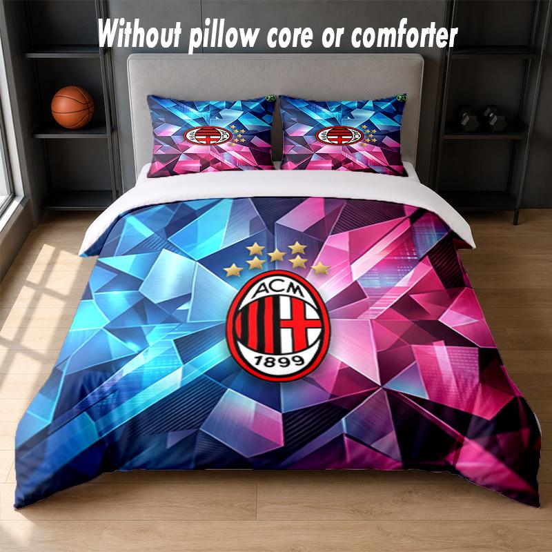 AC Milan Design Postel Sada povlečení 1 povlak na přikrývku + 2 povlaky na polštář Měkké prodyšné domácí lůžkoviny
