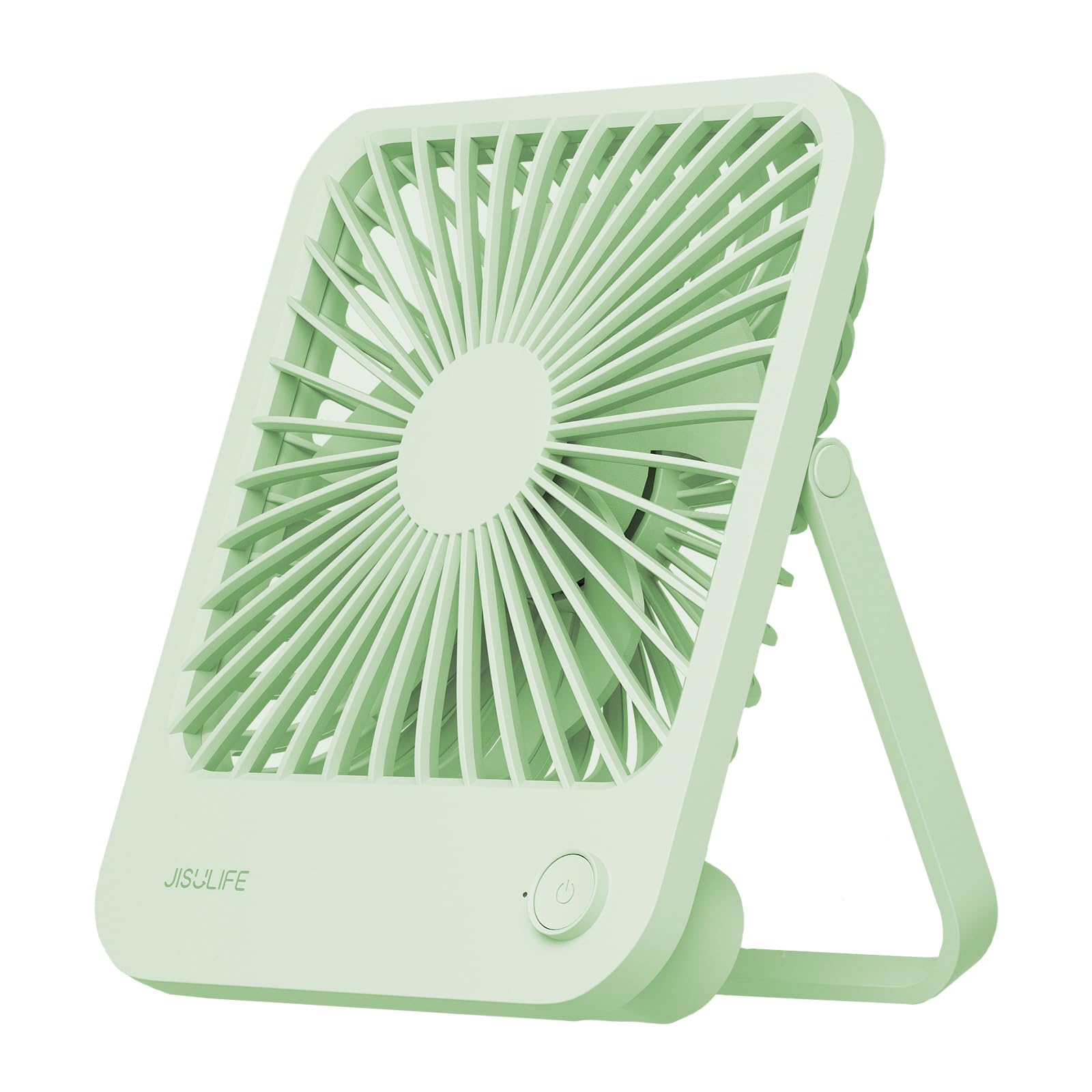 

JISULIFE Quiet Desk 4500mAh Adjustable 4 Speed Super Strong Heatstroke Ideal for and Outdoors Fan, Rechargeable, High-Capacity Built-in, 180° Angle, зелений