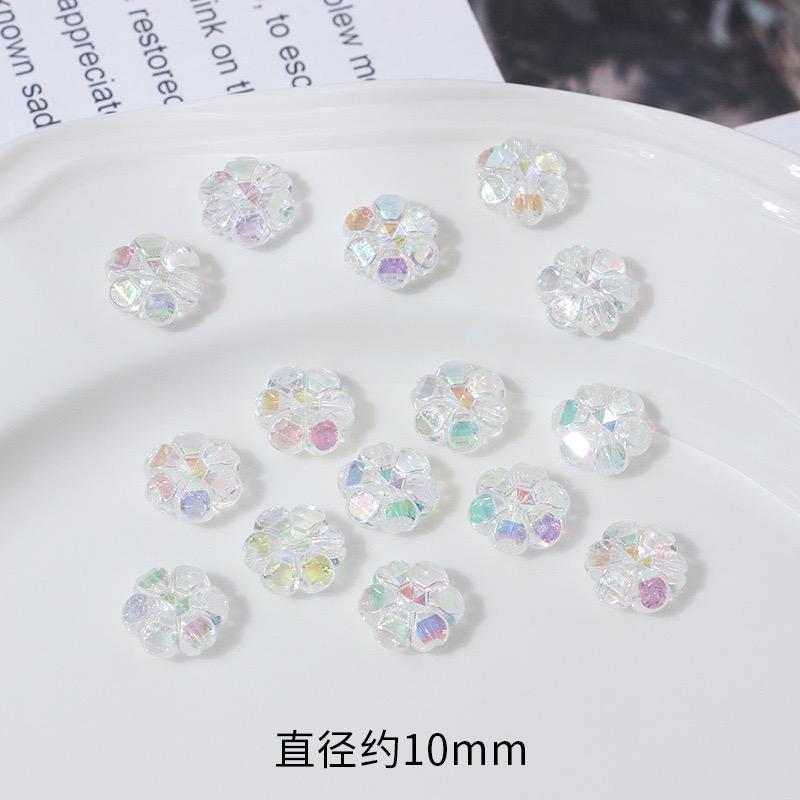 ZW10 50pcs 10mm Plating Color Flower Bright Acrylic Beads Spacer Beads Jewelry Making DIY Bracelet Exquisite Trend Wholesale