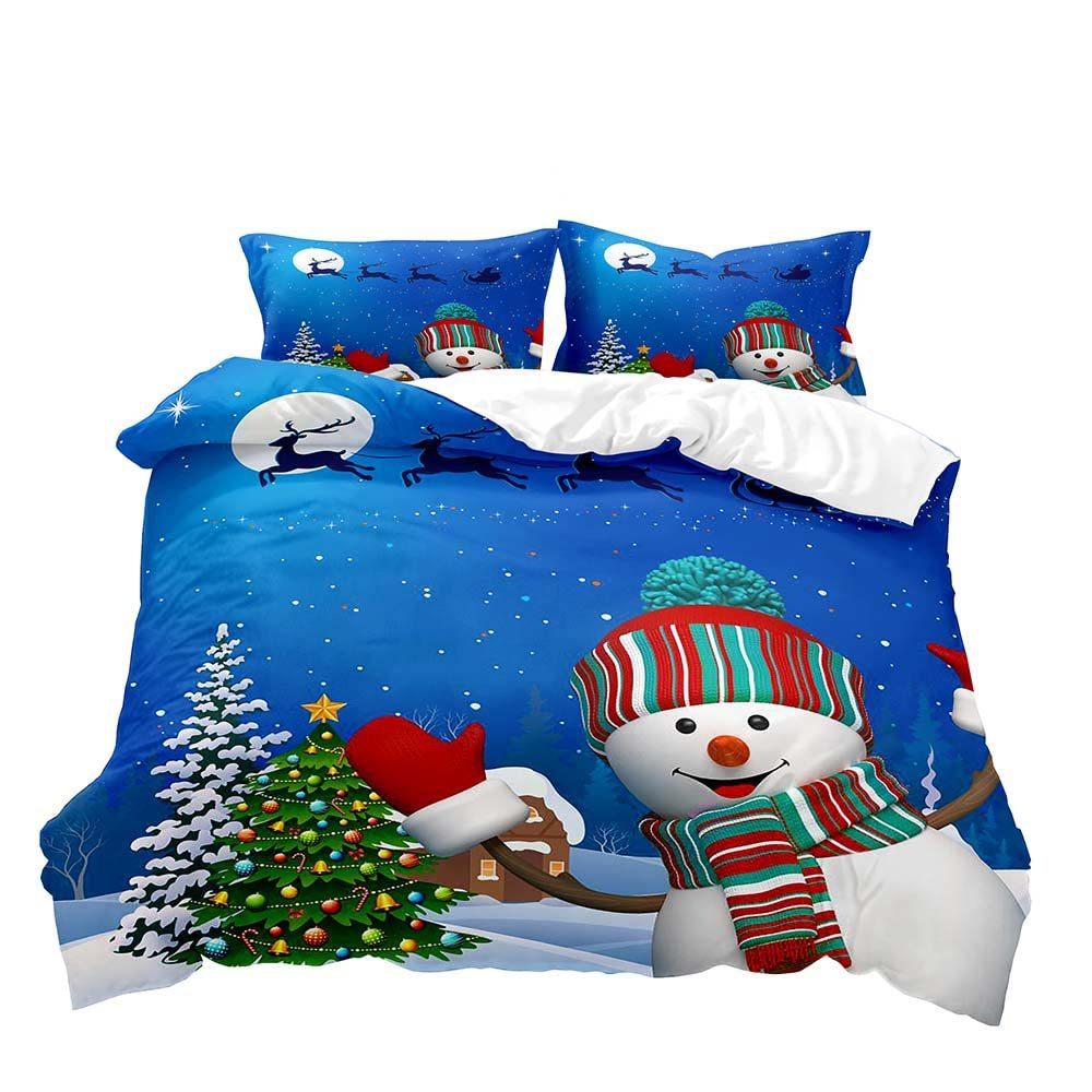 Christmas Cute Dwarf Three-Piece Quilt Cover 3D Digital Printing Bedding Set