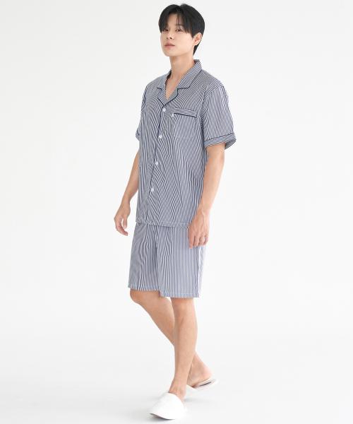 [May Flower] Men's Block Style Short Sleeve Pure Cotton Plus Size Pajama Set [Shipped from Korea] 100% Authentic