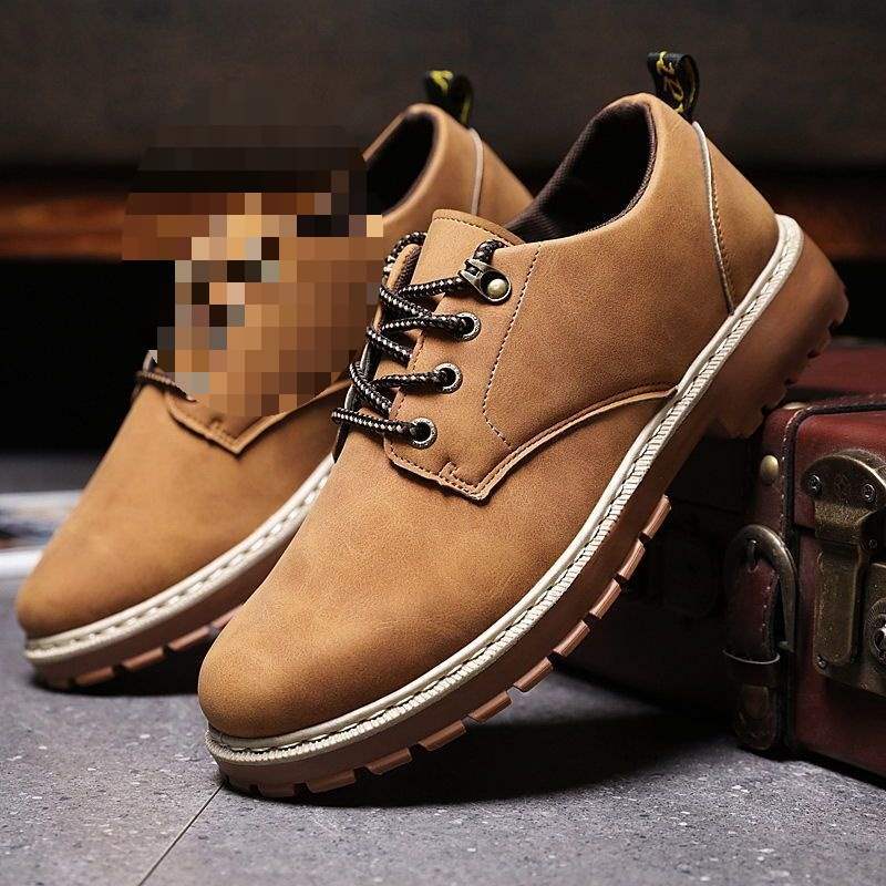 Cotton Shoes Men's Autumn Warm Casual Men's Leather Shoes Korean Version Waterproof Work Shoes Dad Shoes