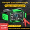 12V/6A Car Battery Charger Touch Screen Full Automatic Pulse Repair for Motorcycle Moto Lead Acid AGM Gel VRLA Smart Fast Power Charging