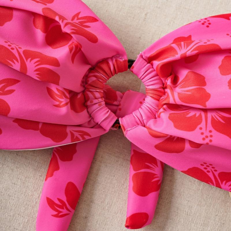 New split swimsuit women's print sexy halter swimsuit bow strap bikini women