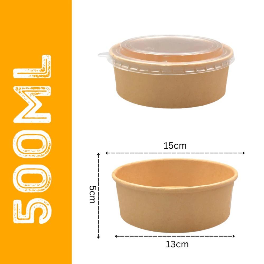 50pcs Disposable Kraft Salad Bowl 500/750ml Disposable Food Container  Food Packaging