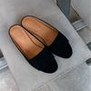 Cowhide Version~ Korean Version of Round Head Low Heel One-word Cool Slippers for Women's Outer Wear 2025 New Summer Thick Heel Fashion Sandals
