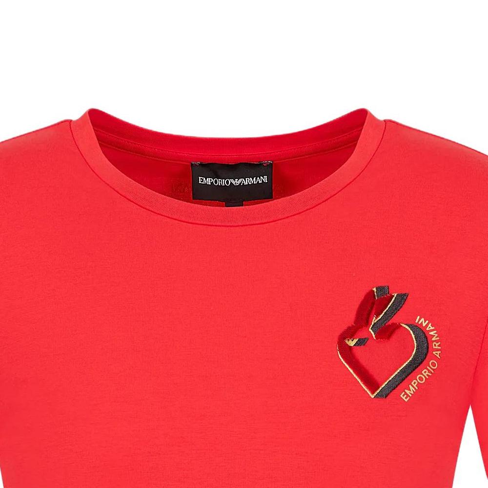 Emporio Armani SS23 Printed Round Neck Short Sleeve T-Shirt Women Tops Red 3R2T8G-2J07Z1-0334