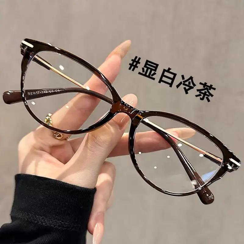 

Fashion Cat Eye Reading Blue Light Glasses Women Optical Computer Glasses Wives Luxury Eyeglass Frames Plus Diopter 0 +2 +4.0 0 коричневый
