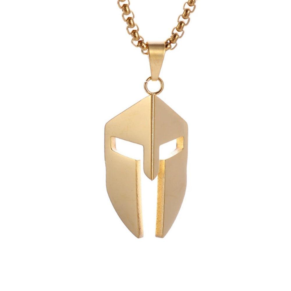 Stainless Steel Geometric Smooth Warrior Mask Pendant Necklace European American Style Classic Simple Versatile Accessory Gifts