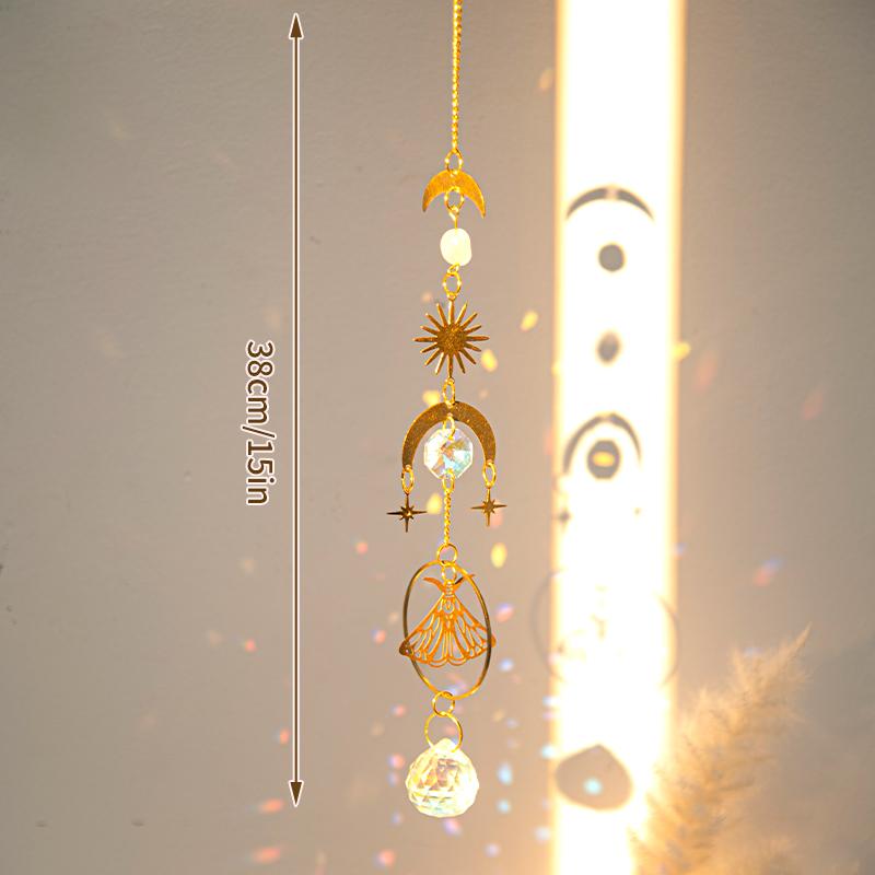 Crystals Wind Chime Hanging Tree Sun Catcher Rainbow Wind Chimes Prisms Drops Window Curtains Pendant Wall Art Garden Decoration