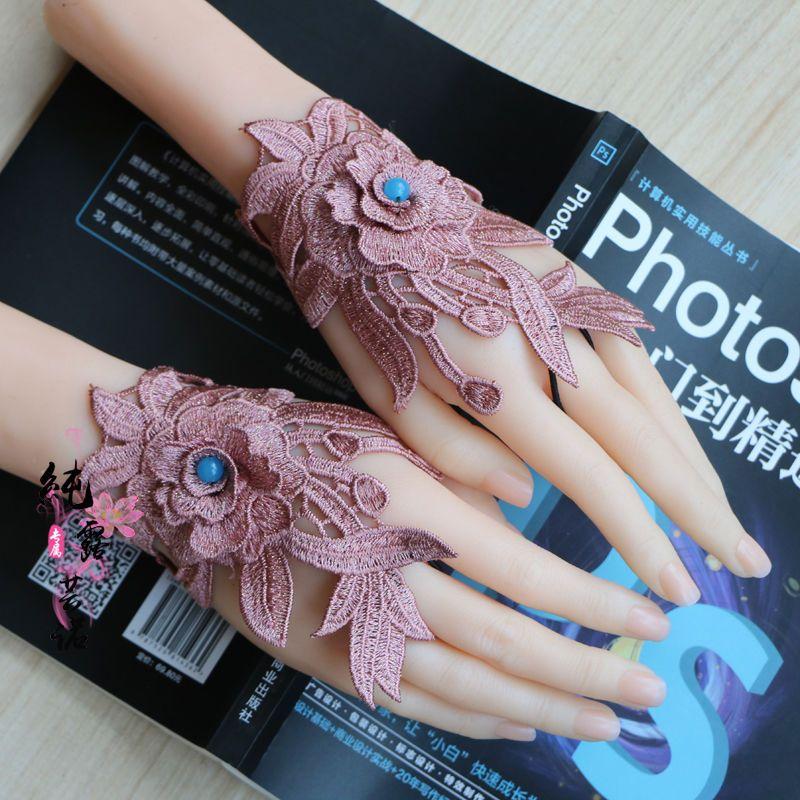 

Вышитые перчатки летние тонкие короткие эластичные кружевные наручные перчатки для женщин дышащий чехол для запястья wrist about 16 cm