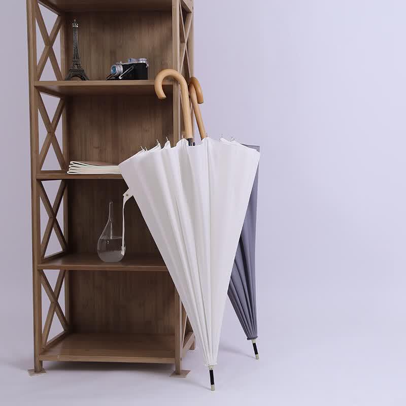 XuQing 16-Rib Straight Wooden Handle Umbrella