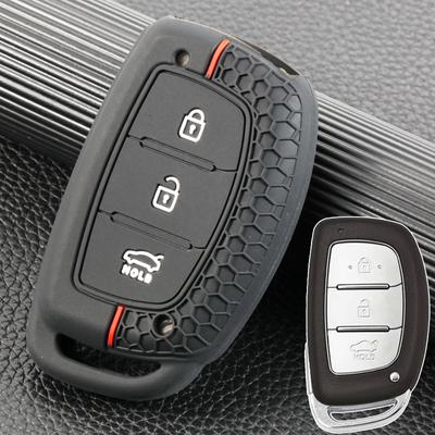 Für Hyundai Santa Fe Accent I10 I20 I30 IX35 2013 2014 2015 Silikon-Fernschlüsselanhänger Ringkettengehäuse Abdeckung Shell Protect 3 Tasten