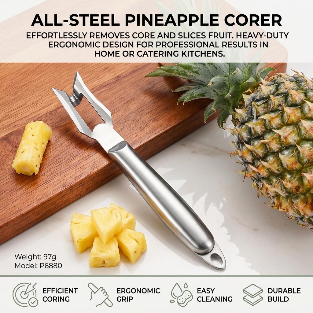 Stainless Steel Pineapple Corer Cutter Heavy Duty Two In One Fruit Tool For Home And Commercial Use