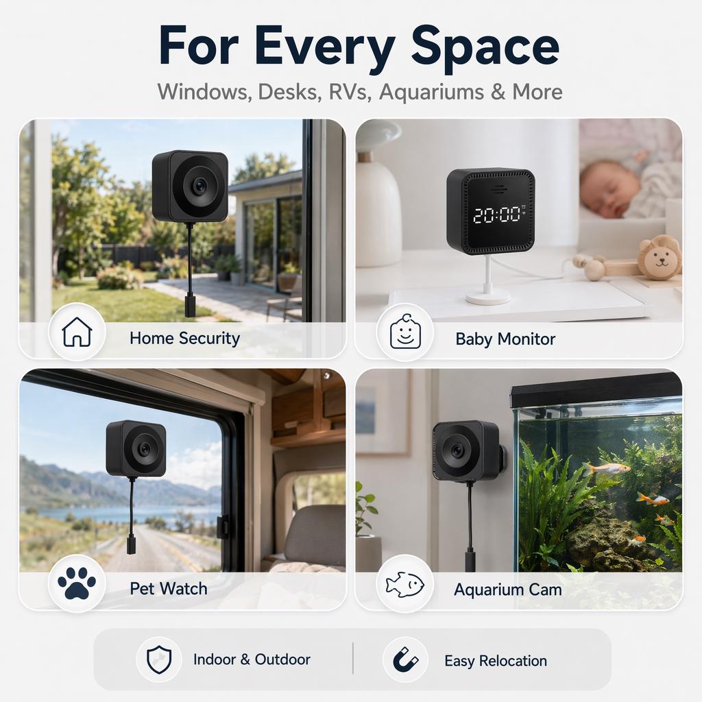 Smart Window Camera HD 5MP 5G WIFI Camera Clock Display Bidirectional Intercom Night Vision Indoor Safety Camera TUYA APP