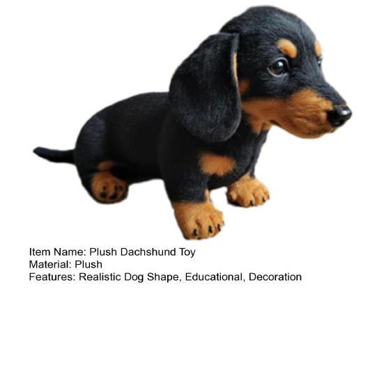 Kids Plush Dachshund Toy Realistic Interactive Dog Plushie Toddlers Boys Girls Educational Simulation Animal Doll Holiday Birthday Gift