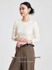 She Exhibition Women's Cotton Round Neck Long Sleeve T-shirt, 2025 Autumn/Winter Style Base Layer Top.