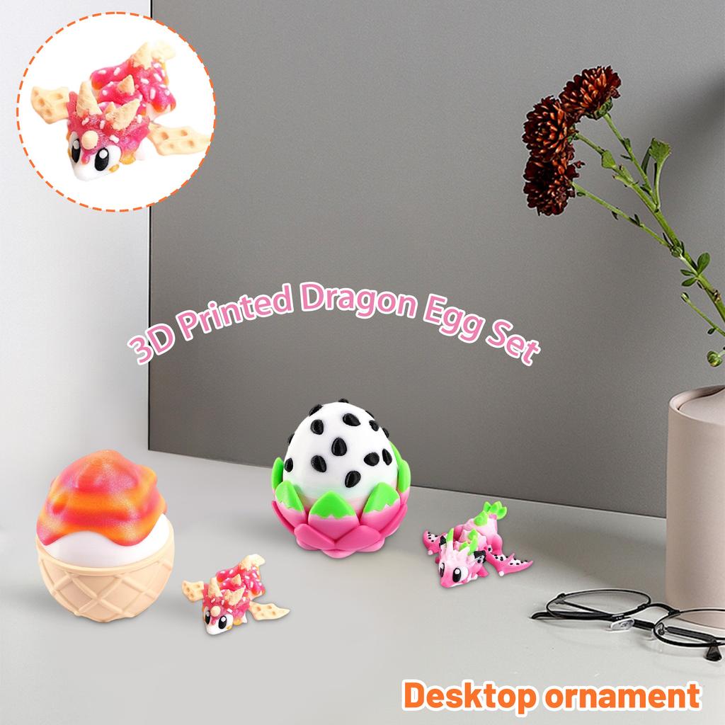 3D Printed Dragon Egg Set, Cool 3D Printed Possessive Crystal Dragon Toy, Cute Desktop Decoration