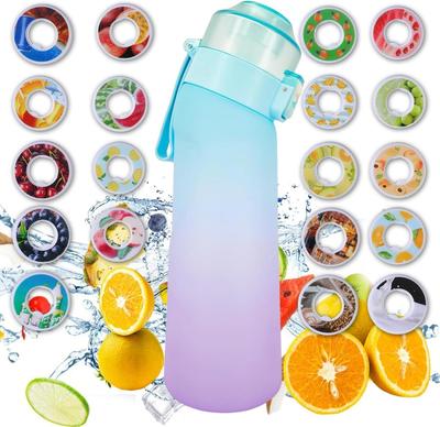 650ML Sports Air Water Bottle BPA Free, Fruit Scent Pods Air Flavor Caps,Leak Proof Sports Water Cup for Outdoor Running Gym