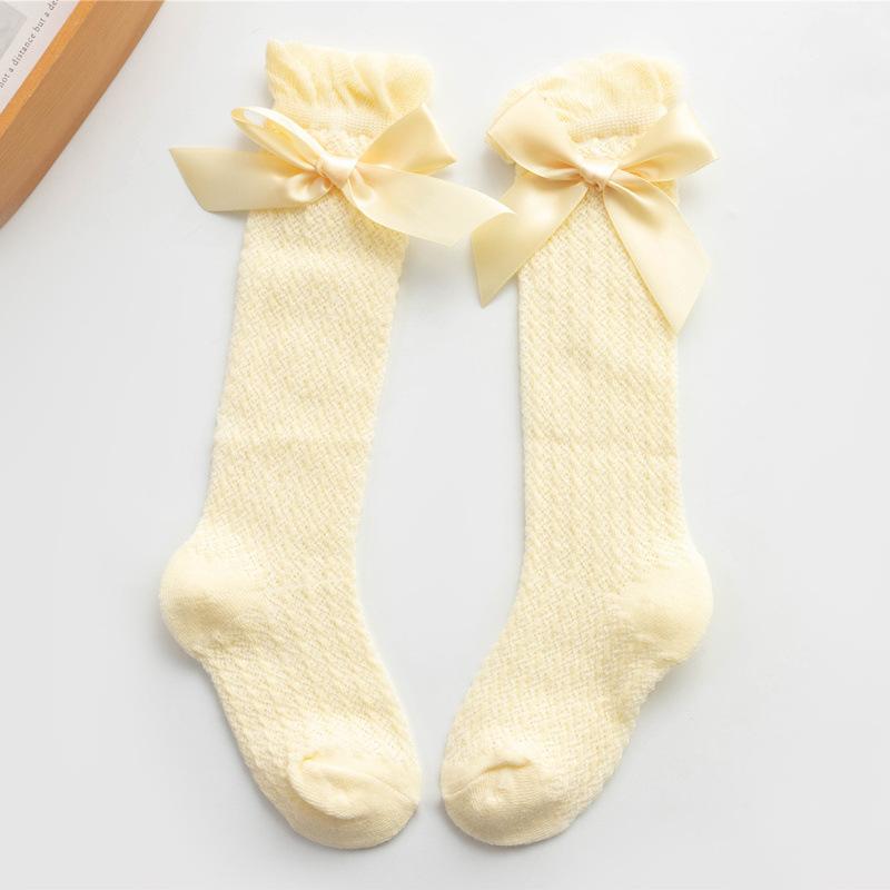 

1 Pairs For Baby Girls Socks Summer Kids Knee High Long Sock Children Bow Tie Out Cotton Mesh Socks Infant Thin Soft Solid Socks 0-4 Years Old
