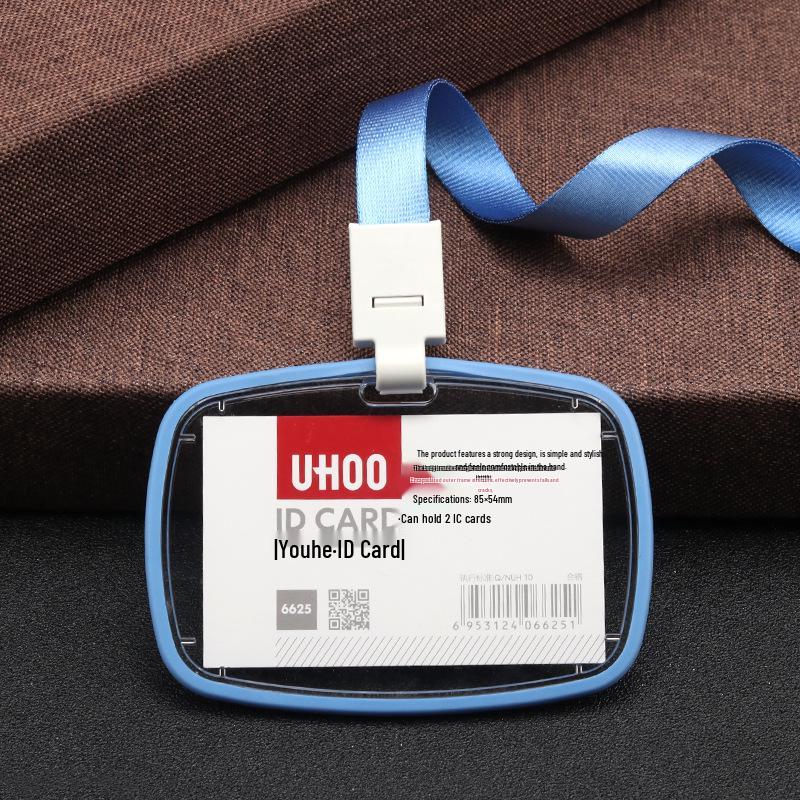 Youhe 6626 Double-Sided Transparent Acrylic ID Card Holder with Soft Rubber Border