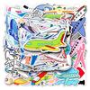 50 Suitcase Stickers Airplane Doodle Cartoon Cute Toy Children's Goo Card DIY Mobile Phone Case Stickers