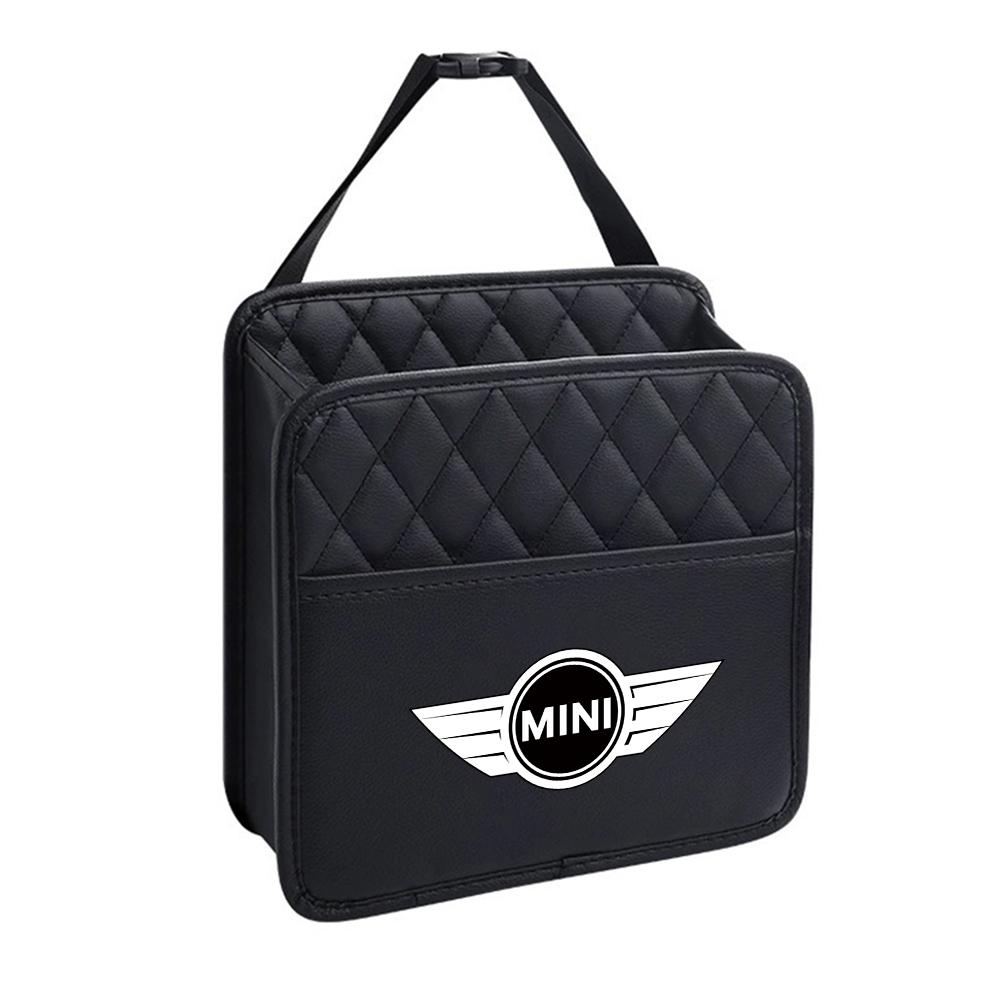 

Leather Car Seat Back Tissue Water Cup Holder Storage Bag Phone Pocket For MINI Cooper S Works JCW R55 R56 R50 R53 R60 Clubman 1pcs