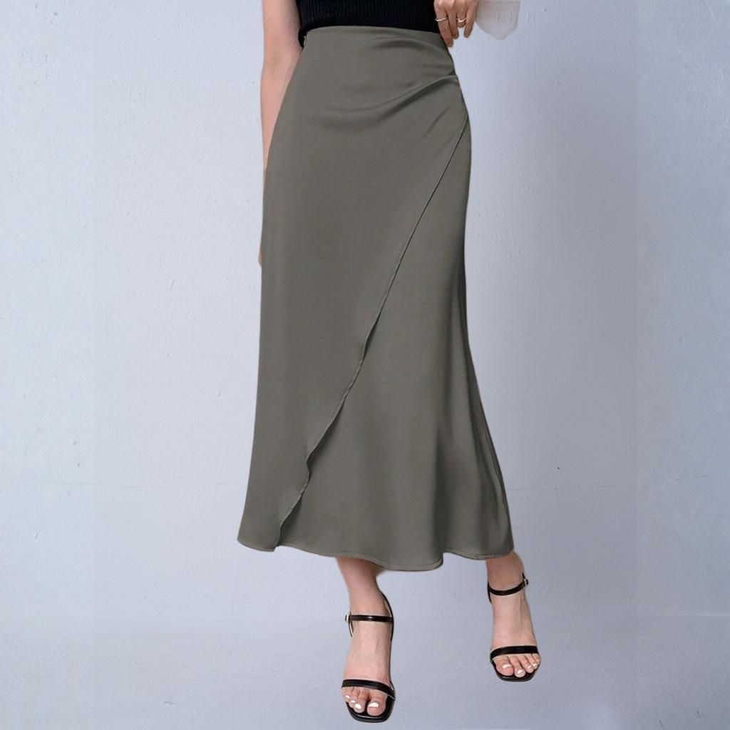 Women's Elegant And Fashionable Knitted -color Midi Skirt