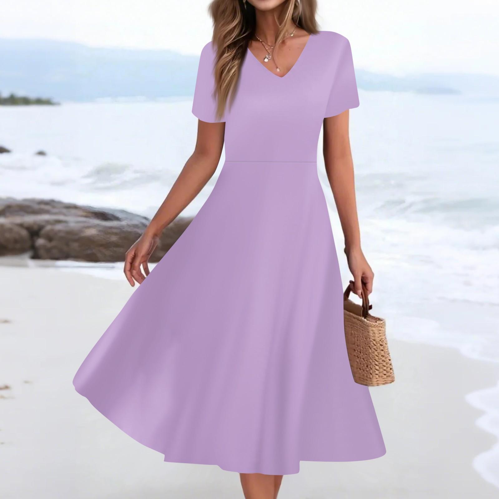 

Женское летнее повседневное модное платье с принтом и карманом, коротким рукавом и V-образным вырезом S