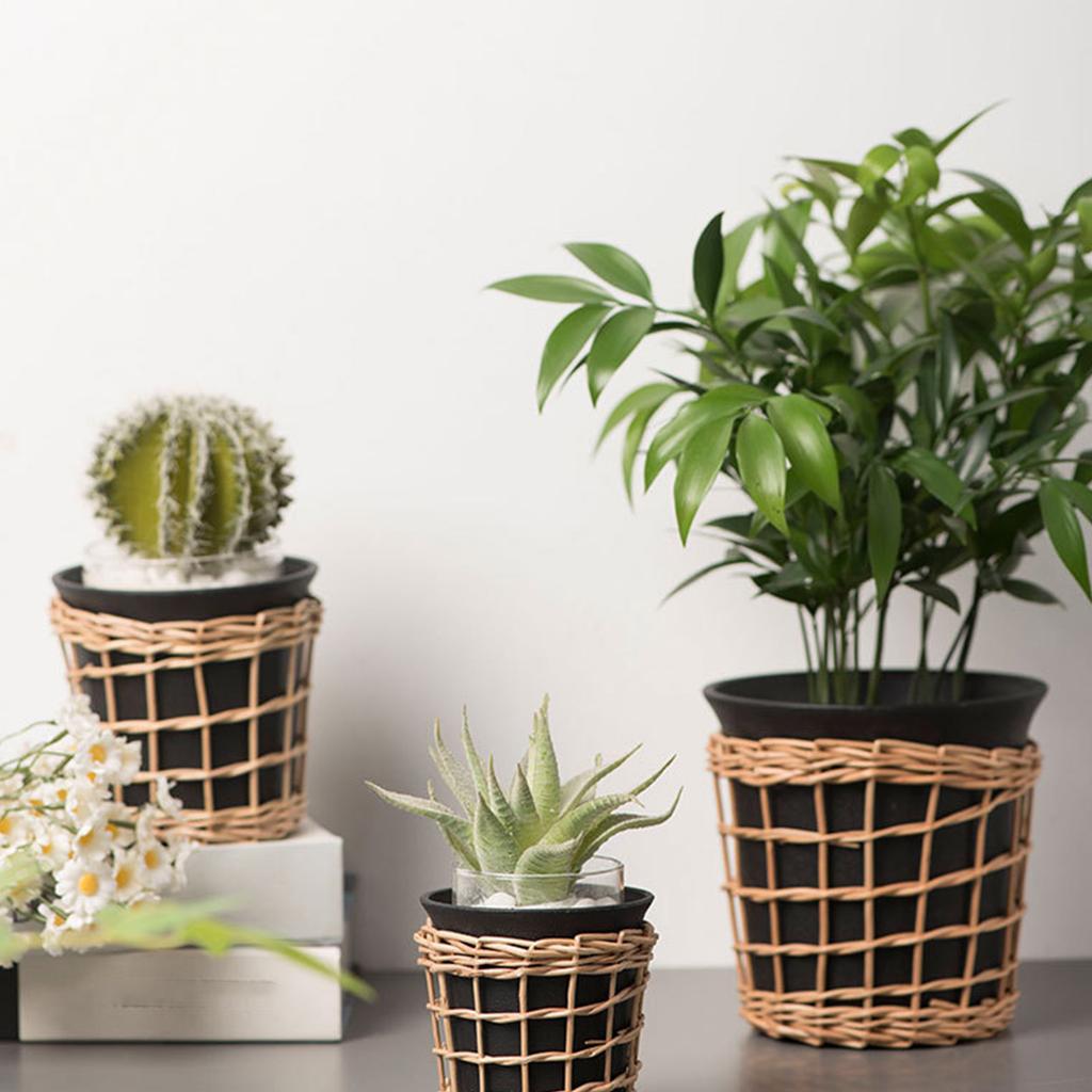 Rattan Planter Basket Flower Pots Cover Plant Baskets Hand Woven Plant Basket Storage Plant Container for Indoor Outdoor