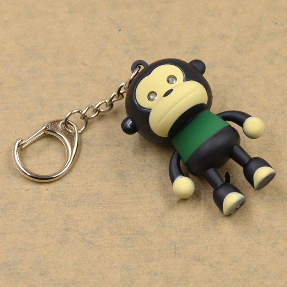 Kawaii Children Car Cute Cartoon Gift Bags Accessories Toy Keychain Keyring Monkey with LED Light