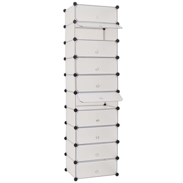 VidaXL Armoire à chaussures avec 10 compartiments Blanc