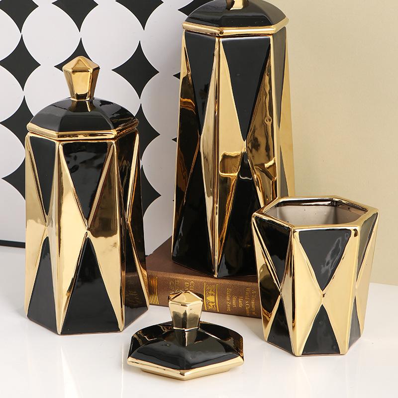 Middle East Geometric Diamond Ceramic Pot Luxury Living Room Decorations Creative Interior Decoration Ceramics Decoration Crafts