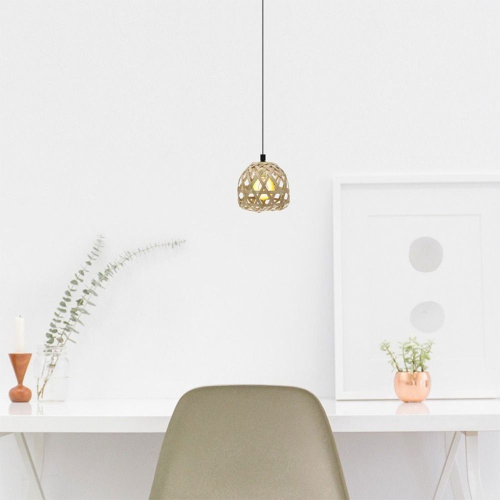 Bamboo Cage Woven Bamboo Lamp Shade Small Globe Bulb Lampshades Hanging Hexagonal Eyes Chandelier Cover Ceiling Pendant Cage