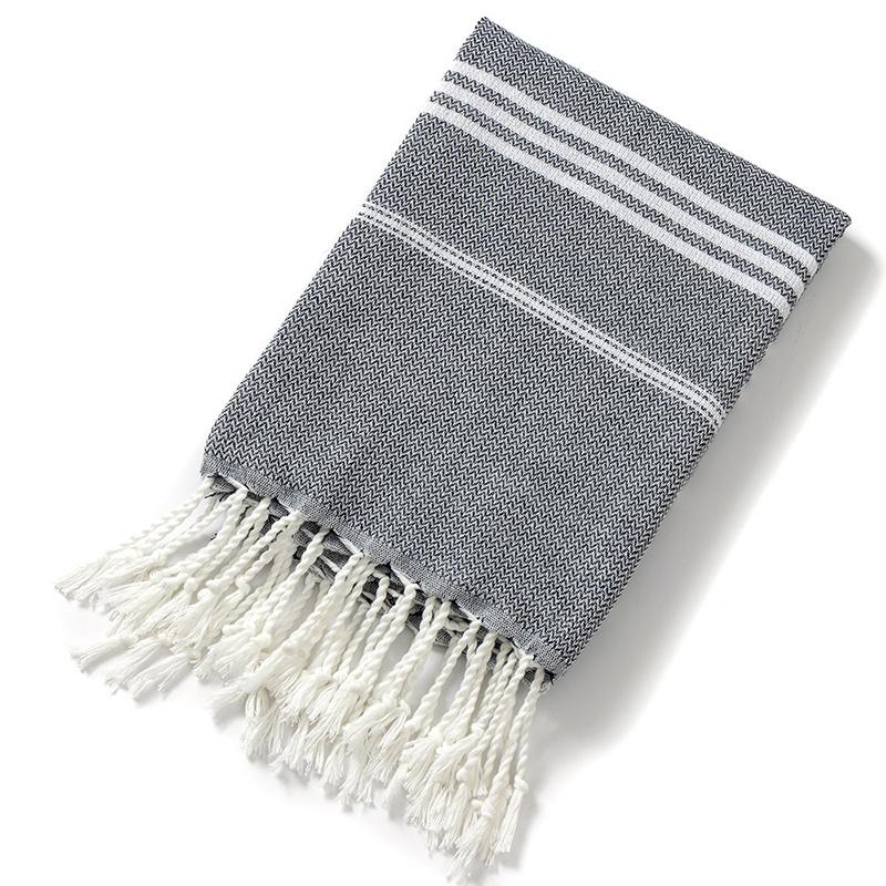 Cotton Striped Turkish Sports Bath Towel With Tassels Travel Gym Camping Sauna Beach Pool Blanket Absorbent Easy Care