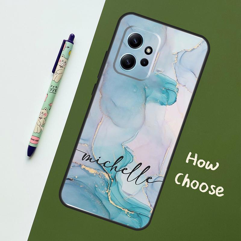 Personalised Marble Initials Name Case For Xiaomi Redmi Note 12 11 10 8 9 Pro 9S 10S 11S 12S Cover For Redmi 12 9C 10C 12C
