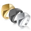 European-American 18MM Rhombus Polished Stainless Steel Ring with Laser-Engravable Fashion Titanium