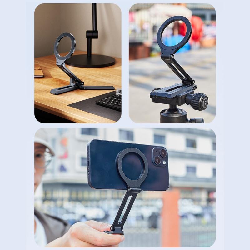 Travel Phone Holder Tripod Magnetic Phone Mount Portable Aluminum Clip  for Handfree Viewing Live Streaming