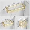 Brushed gold/Black Bathroom Roll Holder Aluminum Wall Mounted Shampoo Rack Toilet Paper Holder Bathroom Storage Basket Shelf