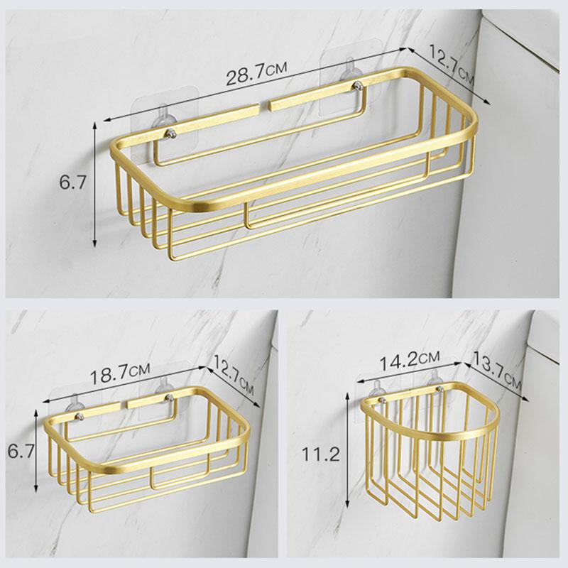 Brushed gold/Black Bathroom Roll Holder Aluminum Wall Mounted Shampoo Rack Toilet Paper Holder Bathroom Storage Basket Shelf