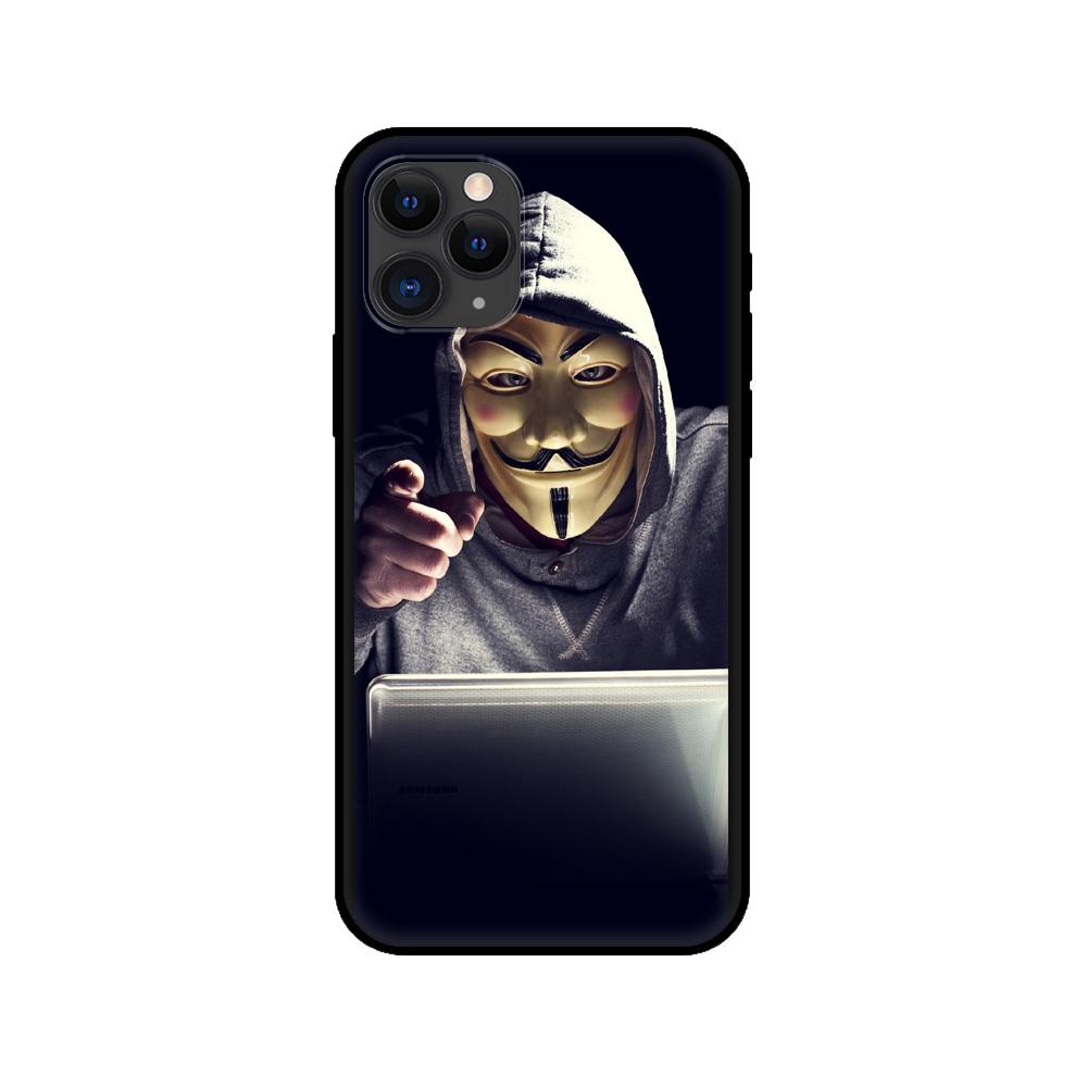 Black Tpu Case for Iphone 5 5s Se 2020 6 6s 7 8 Plus X 10 XR XS 11 12 Mini Pro MAX Back Cover Anonymous