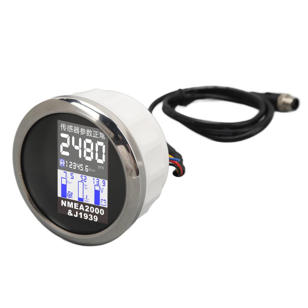 85MM Bootsdrehzahlmesser für NMEA2000 J1939 Protokoll DC9 bis 32V Wassertemperatur Öldruck Spannungsanzeige für Wohnmobil Yacht Auto