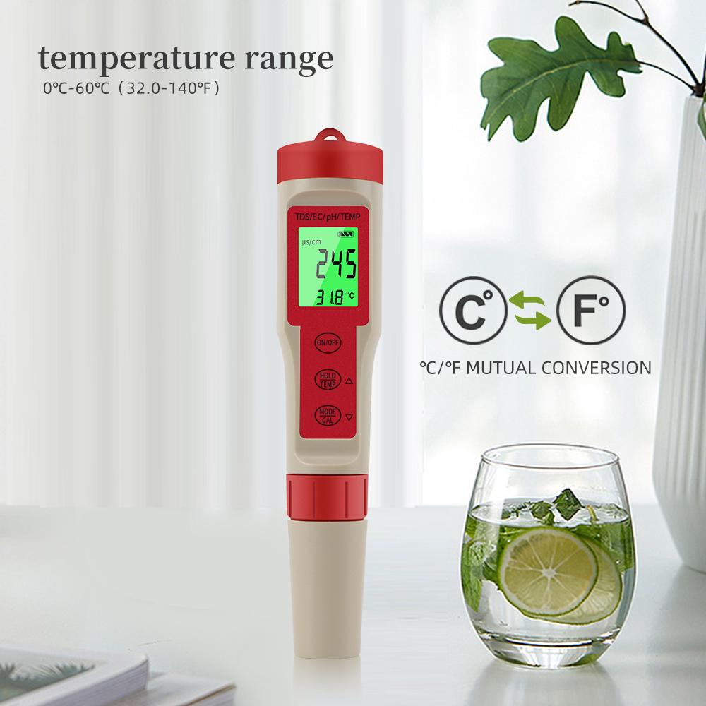 Multifunctional PH Meter Waterproof Water Quality Tester PH/TDS/EC/Temp Detector PH Test Pen with backlight for Aquarium Pool