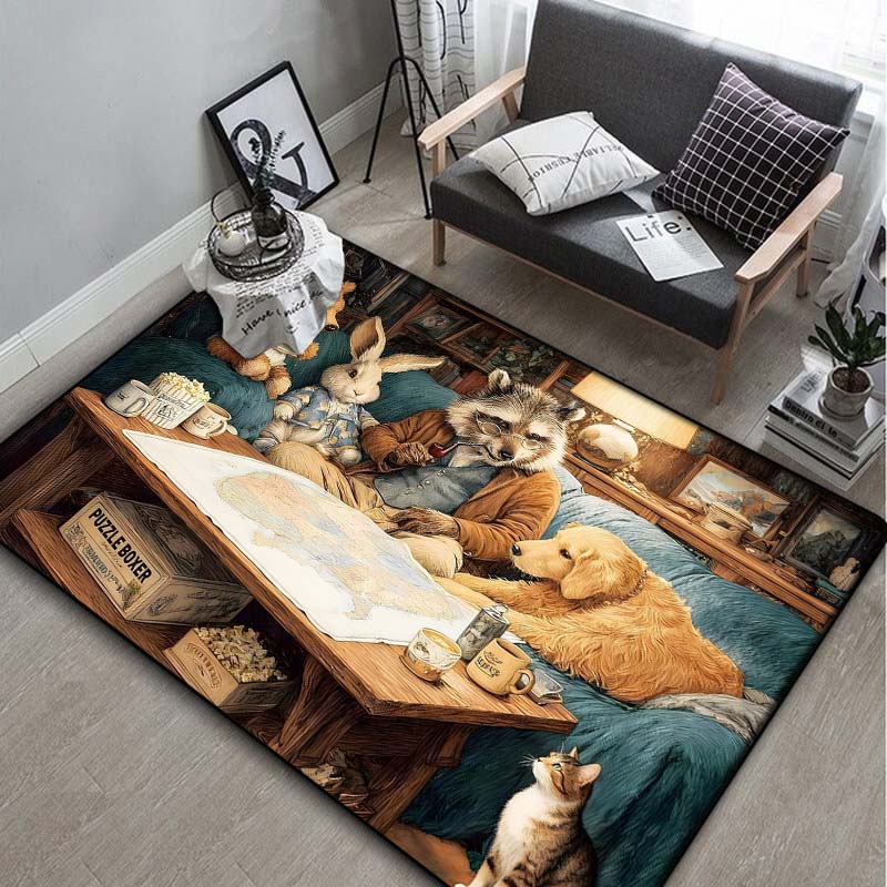 Mountain Lake Sunset Area Rug, Nature Scenery Floor Mat 40x60cm( 15x23in )
