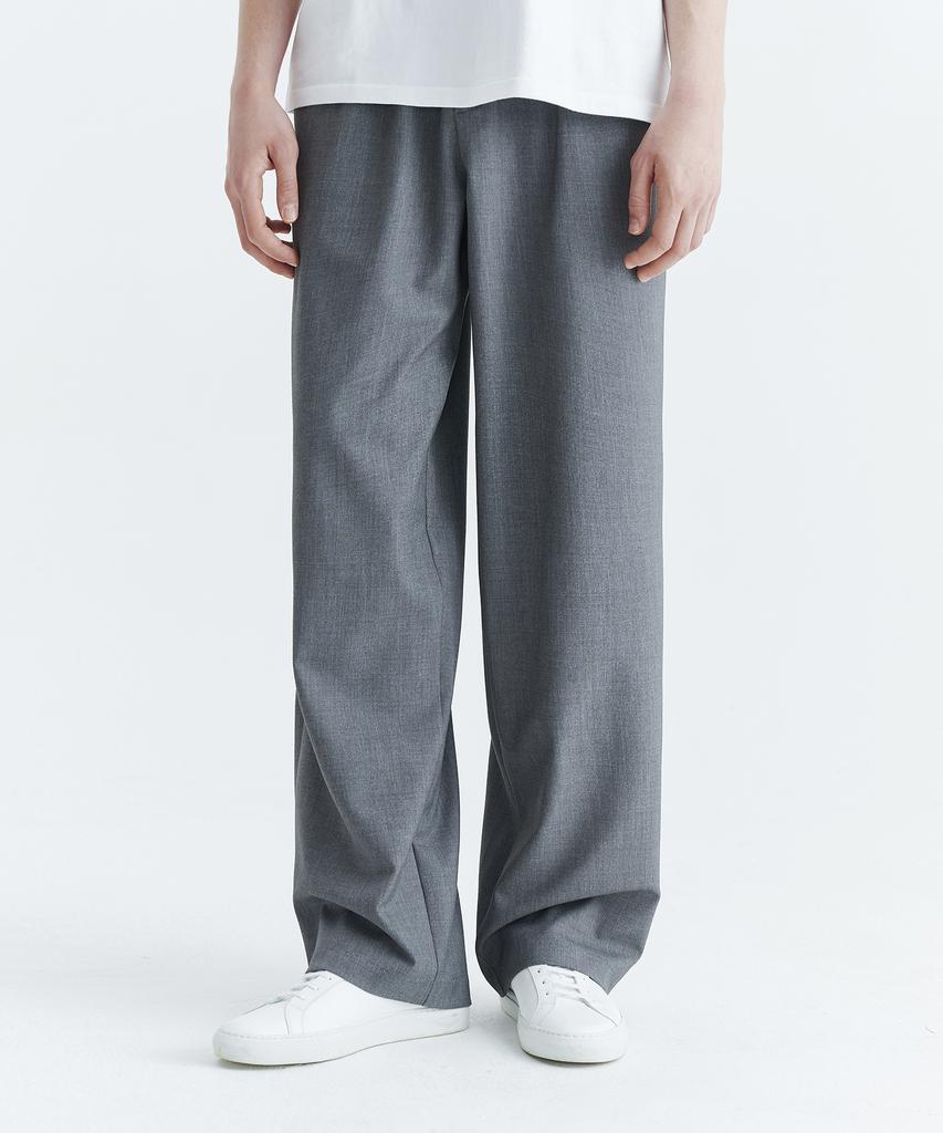 WHOLOVESART Unisex Essential Wide Elastic Waist Slacks Light Gray