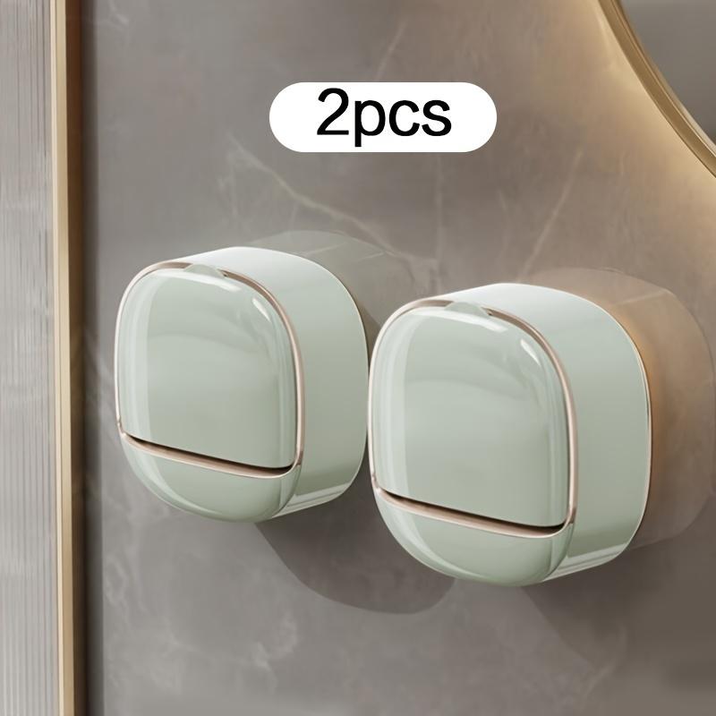 

[Гладкая современная мыльница] 2 шт. настенные мыльницы - Гладкий современный белый и светло-зеленый прямоугольный дизайн с дренажем, материал PP, не требующий сверления 2pcs